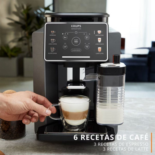 Cafetera Superautomática Krups Sensation Milk EA912B con jarra de leche integrada Gris oscuro