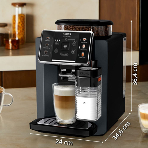 Cafetera Superautomática Krups Sensation Milk EA912B con jarra de leche integrada Gris oscuro