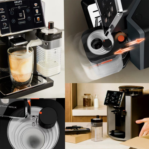 Cafetera Superautomática Krups Sensation Milk EA912B con jarra de leche integrada Gris oscuro