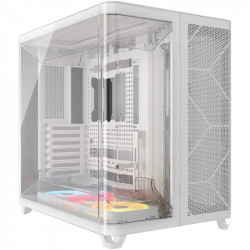 Caja Corsair AIR 5400 LX-R Link RGB triple cámara vidrio templado Blanca