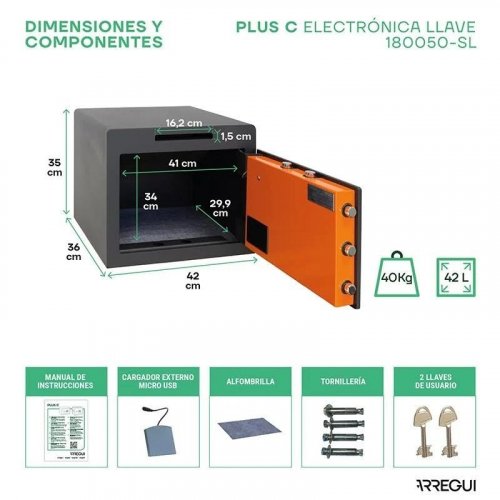 Caja fuerte de para instalar / atornillar arregui 180050-sl 42x35x36