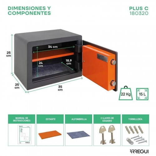Caja fuerte de sobreponer arregui 180320 con llave