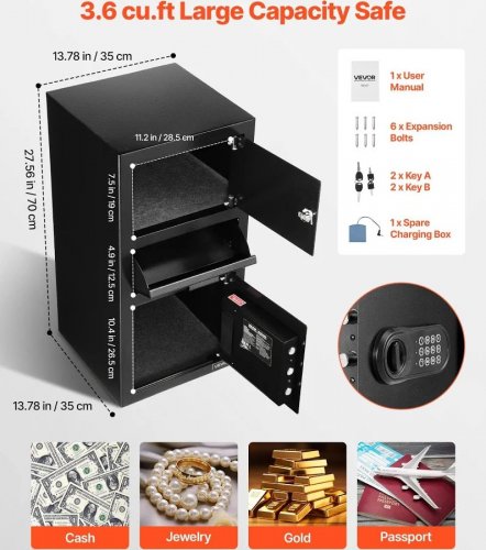 Caja fuerte electrónica VEVOR de 3 niveles con ranura frontal