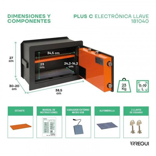 Caja fuerte para empotrar Plus C Electrónica + llave Arregui