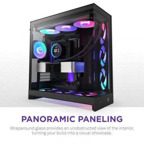 Caja NZXT H9 Flow RGB+ Negro Vidrio Templado ATX EATX mATX Mini-ITX Iluminación Multi