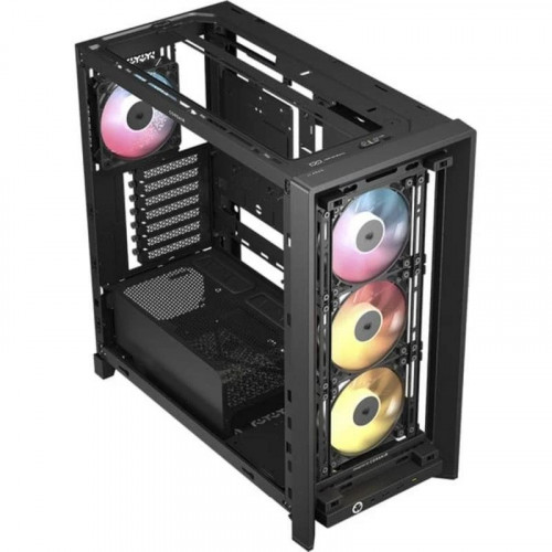Caja torre Corsair FRAME 4000D LCD RS ARGB lateral LCD, 4 ventiladores ARGB, E-ATX, negro