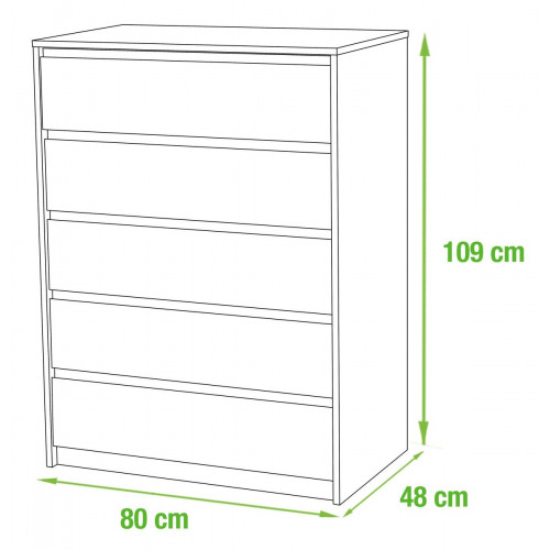 Cajonera KIT 5 cajones Serie Home blanco 109x80x48cm (altoxanchoxfondo cm)