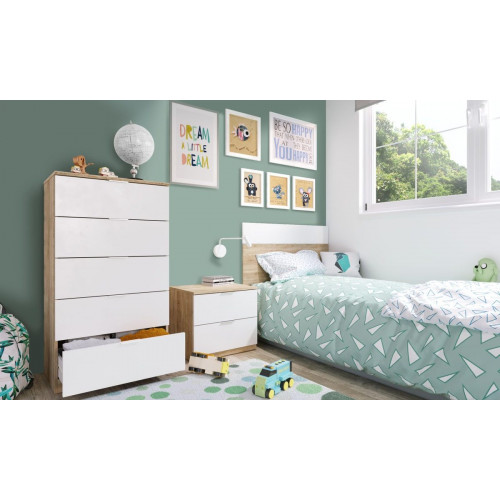 Cajonera KIT ALAYA 5 cajones Roble Canadian y Blanco Artik 110x60x40cm