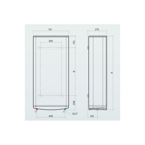 Calentador de agua eléctrico de pared ultracompacto multiposición de doble tanque con wifi - Ariston VELIS PRO DRY 50