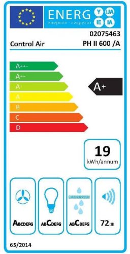 Campana decorativa control Air Campana ph ii 900/a control Air con 3 velocidades 90 cm 617 m/h inox clase a+