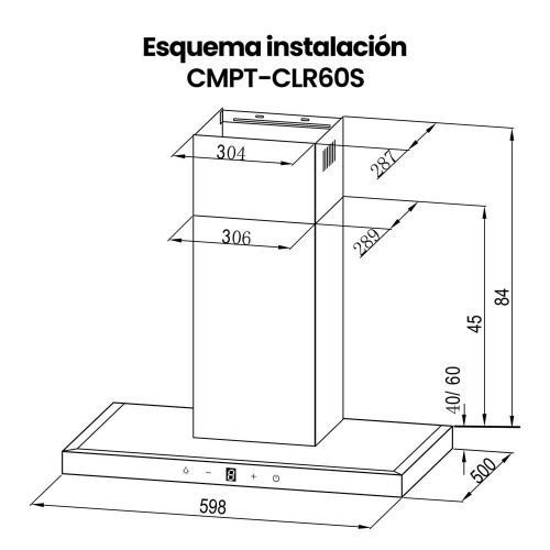 Campana Decorativa Infiniton CMPT-CLR60S A Inox