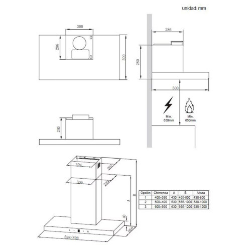 Campana decorativa Midea 4 niveles de potencia - MH90B4300B-ES Inox