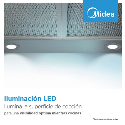 Campana decorativa Midea 4 niveles de potencia - MH90B4300B-ES Inox