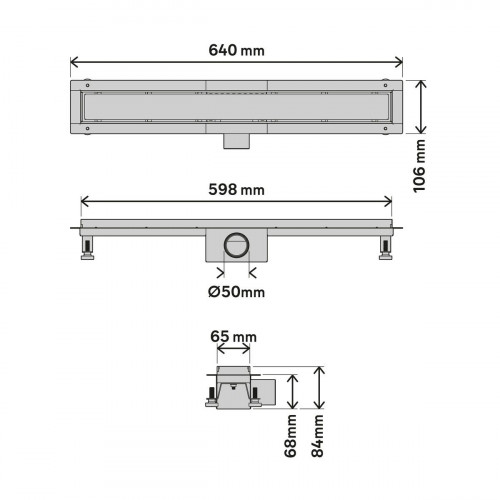 Canaleta de ducha EQUATION de acero inoxidable cromado 60cm