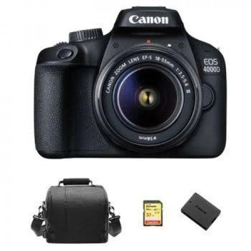 Canon Eos 4000d Kit Ef-s 18-55mm F3.5-5.6 Iii + Sd 32go + Bolsa + Lp-e10 Batería