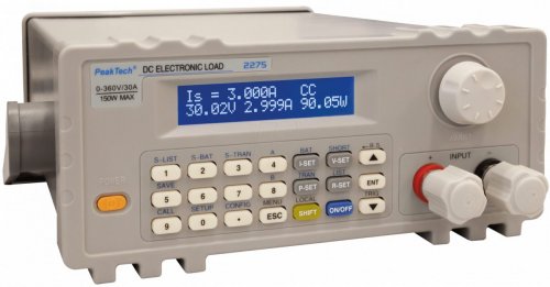 Carga electrónica, 150 W, 0 – 30 A, USB, RS232