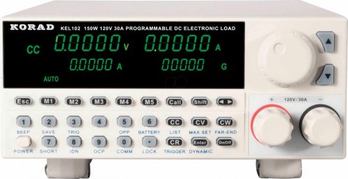 Carga electrónica, 150 W, 0 - 30 A, USB, RS232, LAN
