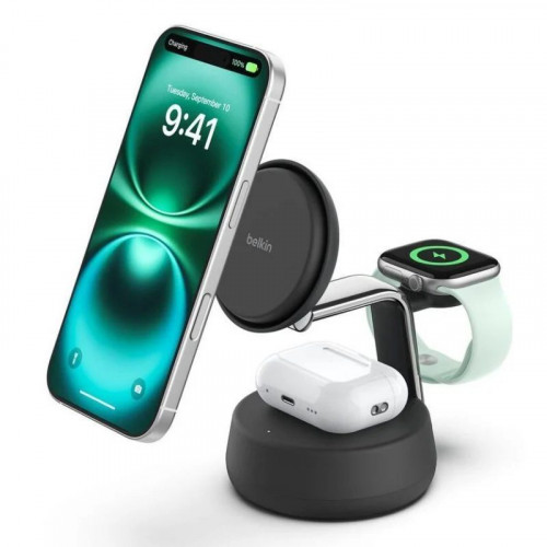 Cargador inalámbrico Belkin WIZ040KQCH UltraCharge Pro 3 en 1 Qi2 25 W negro