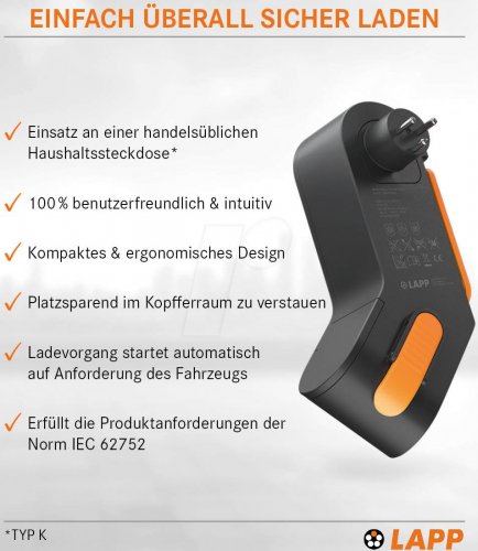 Cargador móvil Mobility Dock, 1,4 kW, 6 A, Tipo 2, DK