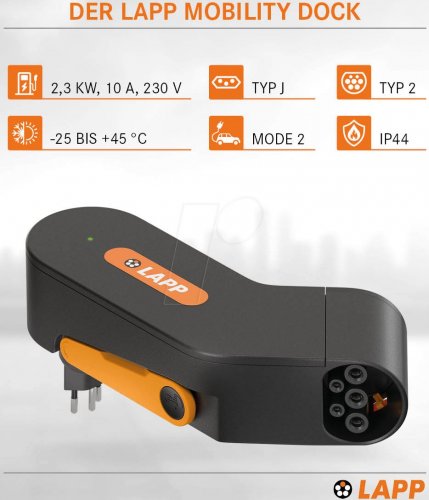 Cargador móvil Mobility Dock, 1,8 kW, 8 A, Tipo 2, CH