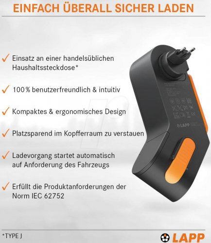Cargador móvil Mobility Dock, 1,8 kW, 8 A, Tipo 2, CH