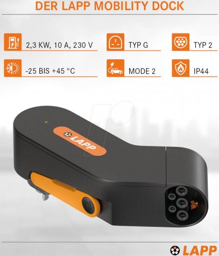 Cargador móvil Mobility Dock, 2,3 kW, 10 A, Tipo 2, Reino