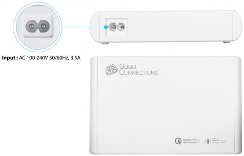CARGADOR USB, 250 W, 10X USB-C, PD 3,0, PPS, QC 5, blanco