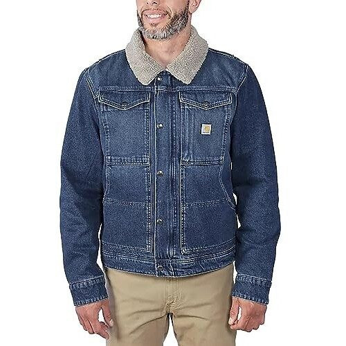 Carhartt Relaxed Fit Denim Sherpa-Lined Jacket (106323) beech