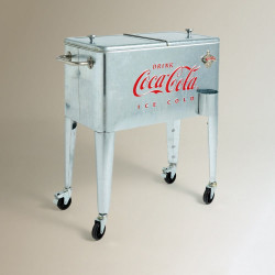 Carrito nevera galvanizado para jardín Coca Cola Plata