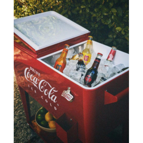 Carrito nevera para jardín Coca Cola Rojo