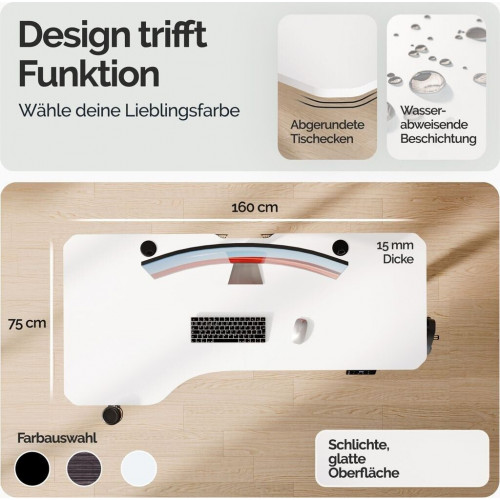 Casaria Height adjustable desk with mouse pad 160x75cm (109363)