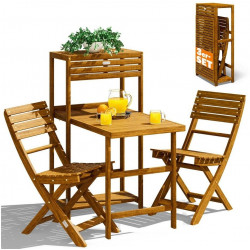 Casaria Set de balcón 3 piezas, plegable, madera acacia FSC®, 160kg (996430)