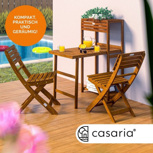 Casaria Set de balcón 3 piezas, plegable, madera acacia FSC®, 160kg (996430)