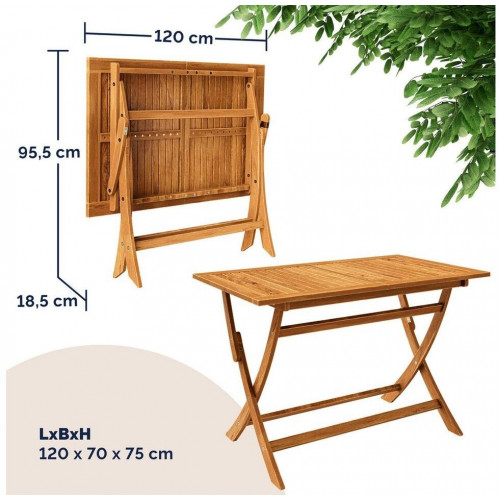 Casaria Sydney Conjunto Muebles de Jardín 5 Piezas, Madera Acacia FSC®, 4 Sillas Plegables (997361)