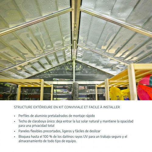 Caseta de policarbonato Skylight de 120.7x203.5x176.8 cm y 2.1 m2 con 1 mm espesor y doble puerta abatible CANOPIA BY PALRAM