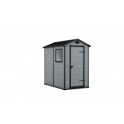 Caseta de resina Manor 4x6 de 130x198x192 cm y 2.2 m2 con 16 mm espesor y puerta batiente simple KETER
