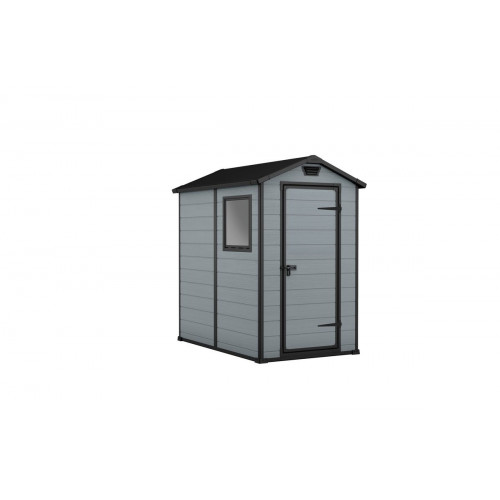 Caseta de resina Manor 4x6 de 130x198x192 cm y 2.2 m2 con 16 mm espesor y puerta batiente simple KETER