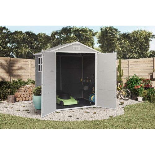 Caseta de resina ONE de 181x210x132 cm y 2.4 m2 con 12 mm espesor y doble puerta abatible HOGGAR