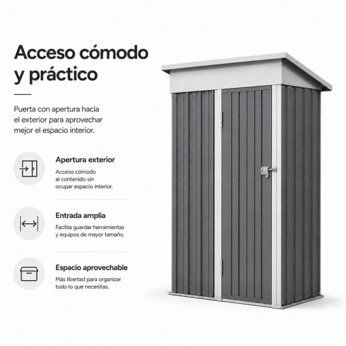 Caseta Metálica de Jardín 158x82,8x185 cm Puerta Exterior