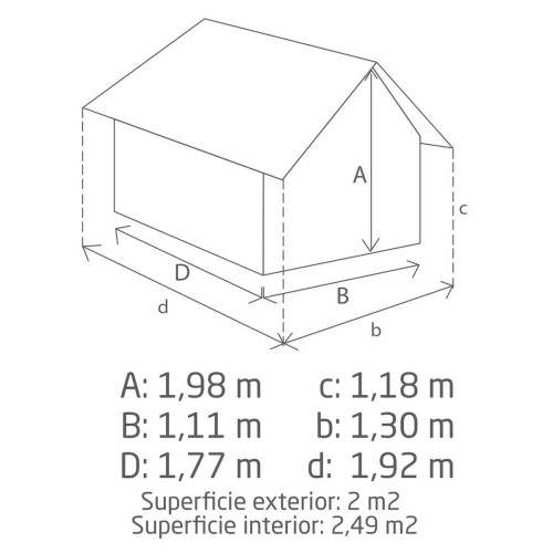 Caseta resina plástica Manor Slip 130x198x192 cm y 2,49 m2