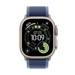 Smartwatch Apple Watch Ultra 3 GPS + Cellular 49mm Natural Titanium Case with Blue/Bright Blue Trail Loop - S/M