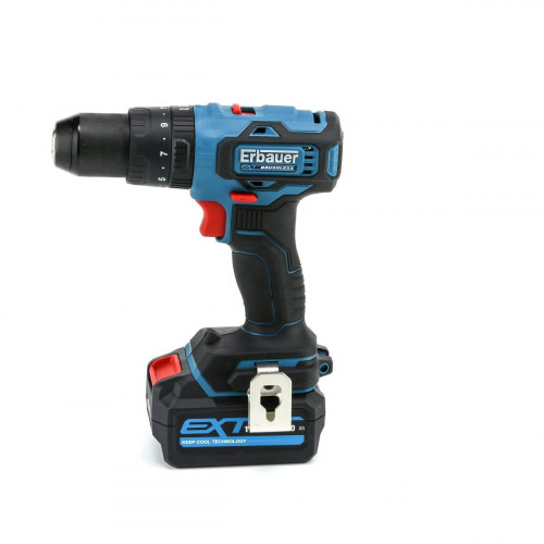 Taladro percutor 18V con batería 4Ah Brushless + maletín 49 accesorios Erbauer