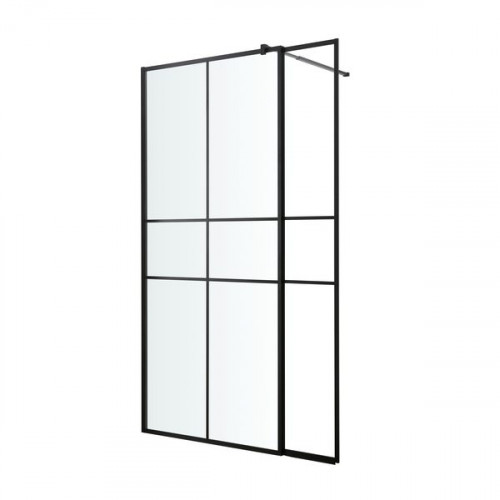 Mampara de ducha con panel Izza negro 90 cm y 30 cm