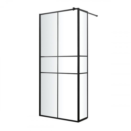 Mampara de ducha con panel Izza negro 90 cm y 30 cm
