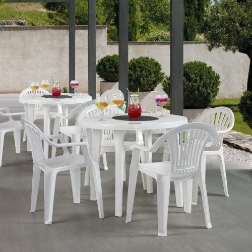 Mesa de jardín redonda blanca ø90 cm