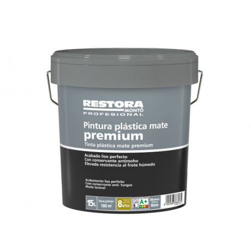Pintura plástica blanco mate 15 L Restora Premium