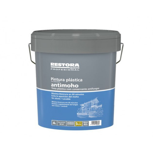 Pintura Plástica Blanca Mate Restora Antimoho 4 L