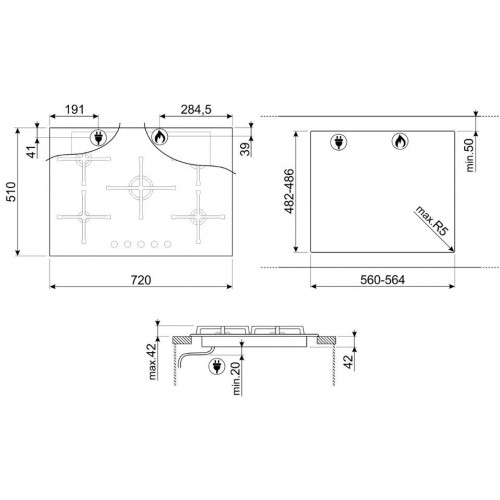ENCIMERA DE GAS SMEG PV175B3