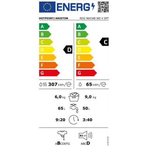 ARISTON HOTPOINT RDG964348WDVSPT BLANCA  - Lavadora Secadora 9KG/6KG 1400RPM