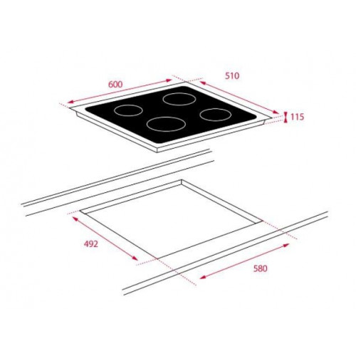TEKA POLIVALENTE CGC 4G AI CRISTAL NEGRO - Placa de Gas 60CM BUTANO